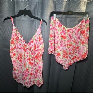 Morgan Taylor Intimates Pink Floral Camisole Set Size XL